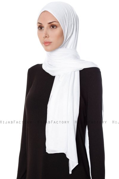 Seda - White Jersey Hijab - Ecardin