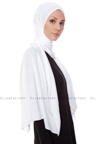 Seda - White Jersey Hijab - Ecardin