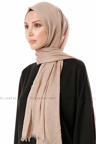 Selma - Beige Plain Color Hijab - Gülsoy