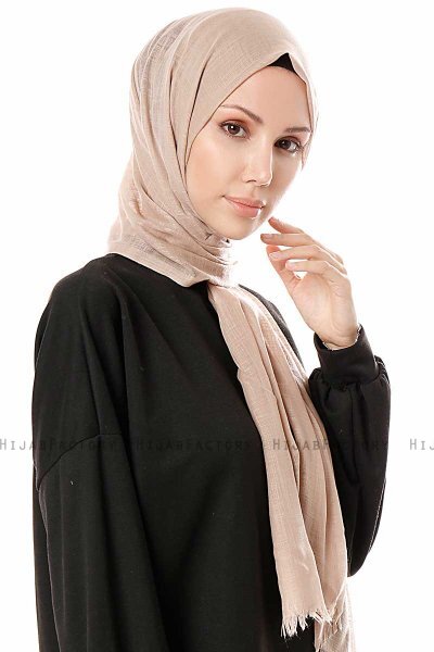 Selma - Beige Plain Color Hijab - Gülsoy