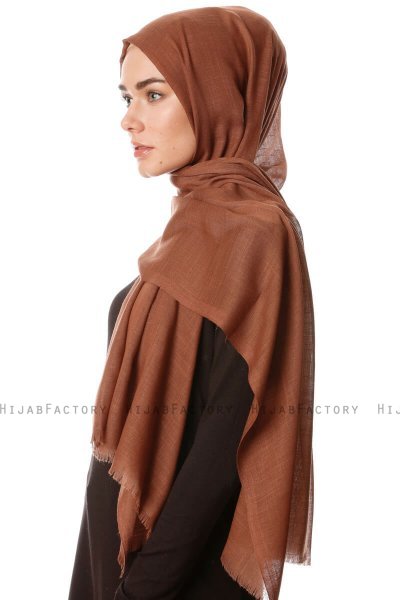 Selma - Brown Plain Color Hijab - Gülsoy