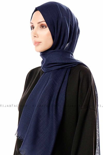 Selma - Navy Blue Plain Color Hijab - Gülsoy