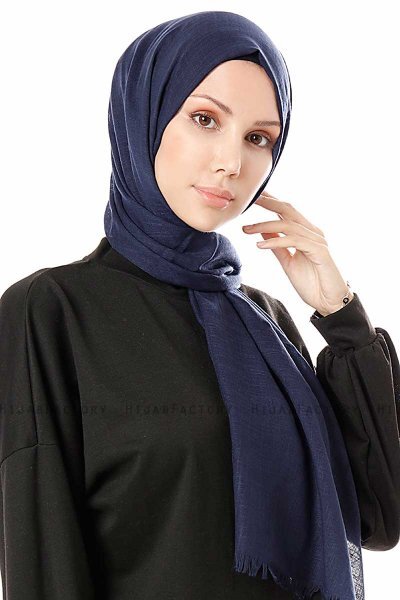 Selma - Navy Blue Plain Color Hijab - Gülsoy