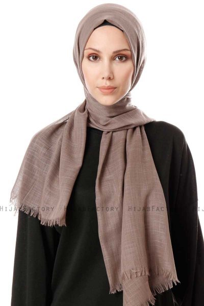 Selma - Taupe Plain Color Hijab - Gülsoy