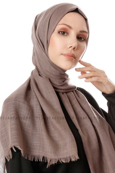 Selma - Taupe Plain Color Hijab - Gülsoy