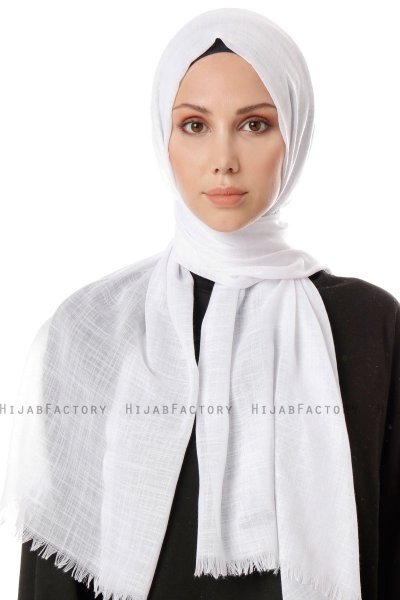 Selma - White Plain Color Hijab - Gülsoy