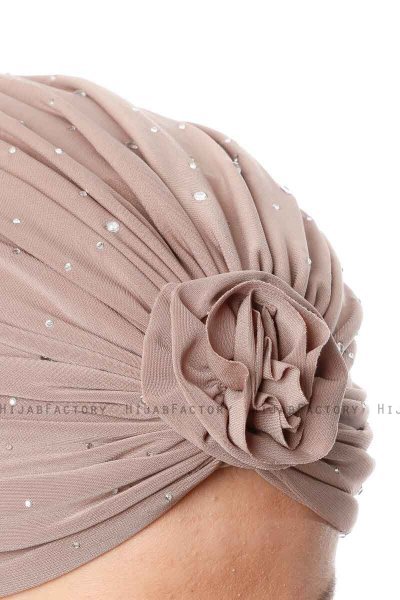 Shereen - Light Taupe Crepe Chiffon Turban - Sehr-i Sal