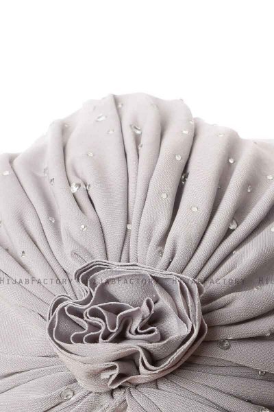 Shereen - Light Grey Crepe Chiffon Turban - Sehr-i Sal
