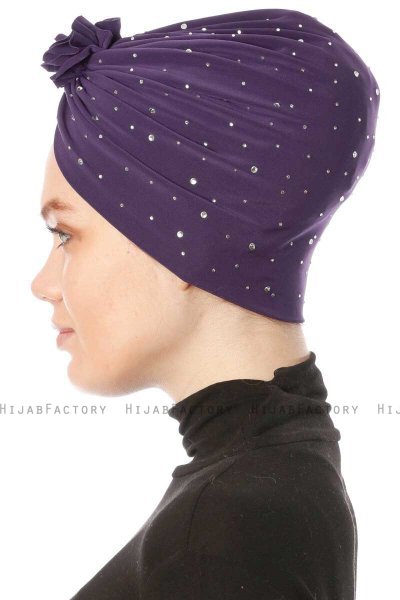Shereen - Dark Purple Crepe Chiffon Turban - Sehr-i Sal