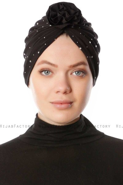 Shereen - Black Crepe Chiffon Turban - Sehr-i Sal