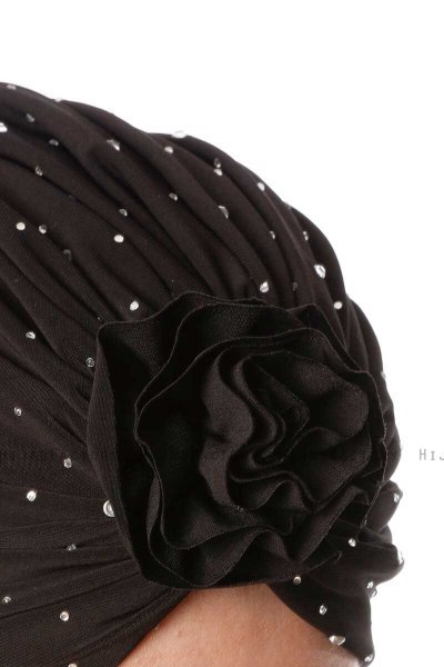 Shereen - Black Crepe Chiffon Turban - Sehr-i Sal