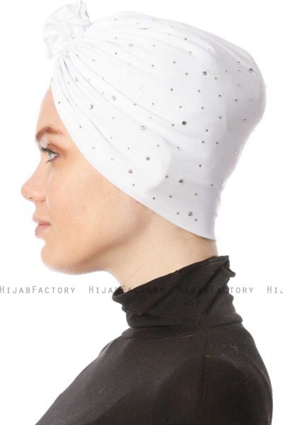 Shereen - White Crepe Chiffon Turban - Sehr-i Sal