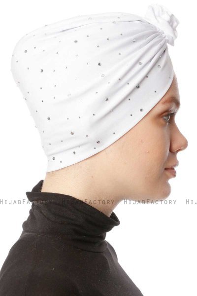 Shereen - White Crepe Chiffon Turban - Sehr-i Sal