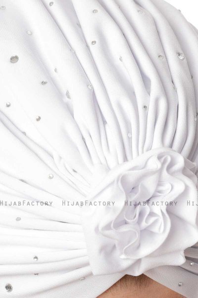 Shereen - White Crepe Chiffon Turban - Sehr-i Sal