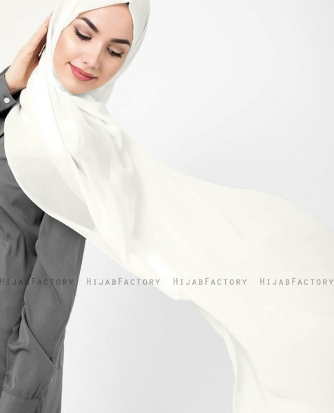 Shiny Offwhite Georgette Hijab 5XA57b