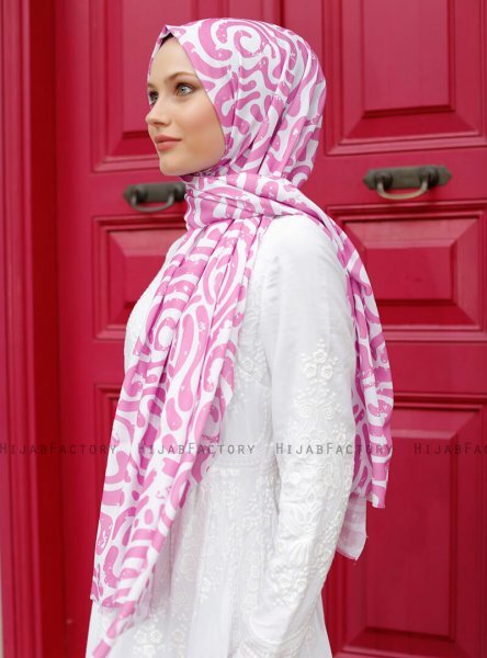 Yumna - Pink Patterned Hijab