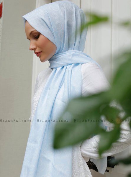 Yumna - Light Blue Patterned Hijab