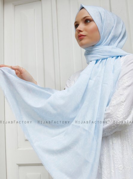 Yumna - Light Blue Patterned Hijab