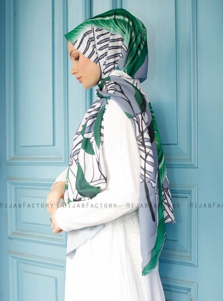 Yumna - Dark Green Patterned Hijab