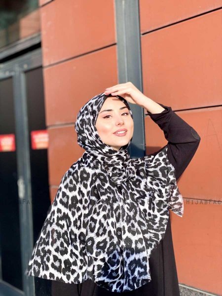 Soda - Black Patterned Cotton Hijab - Mirach