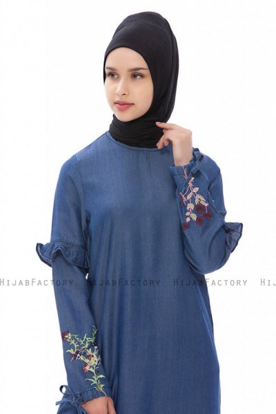 Tahiya Denim Modest Klänning Med Blommor Neways 280394e