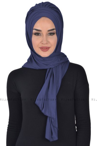 Tamara - Navy Blue Practical Cotton Hijab