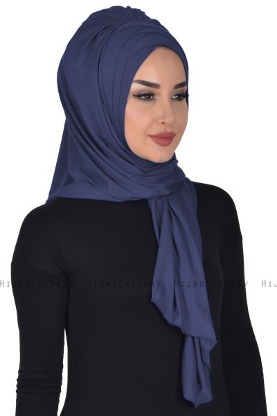 Tamara - Navy Blue Practical Cotton Hijab