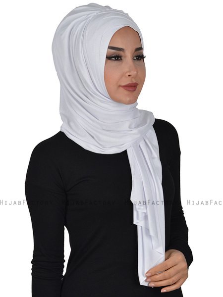 Tamara - White Practical Cotton Hijab