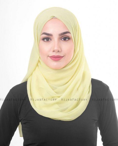 Tender Yellow Ljusgul Poly Chiffon Hijab Sjal 5RA44c