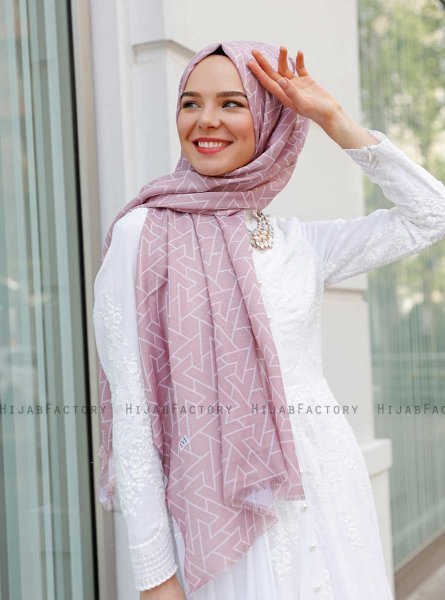 Tharaa - Pink Patterned Hijab - Sal Evi