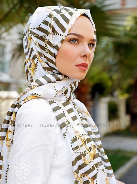 Ulima - Khaki Patterned Hijab - Sal Evi
