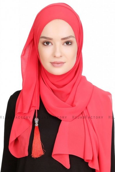 Vahide Hallonröd Crepe Chiffon Hijab 4A1841a