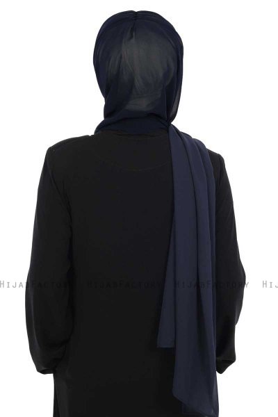 Vera - Creme & Navy Blue Practical Chiffon Hijab