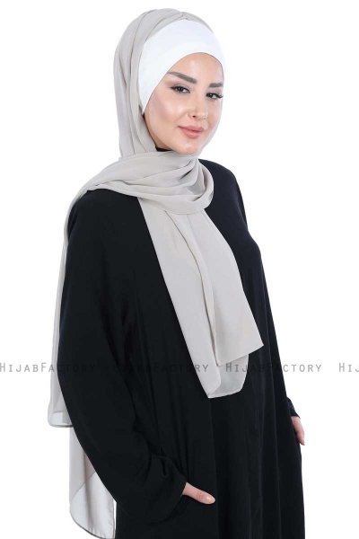 Vera - Creme & Taupe Practical Chiffon Hijab