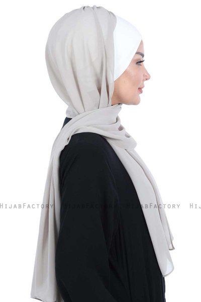 Vera - Creme & Taupe Practical Chiffon Hijab
