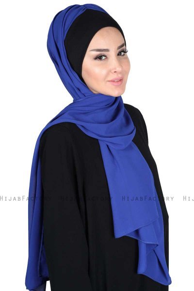 Vera - Black & Blue Practical Chiffon Hijab