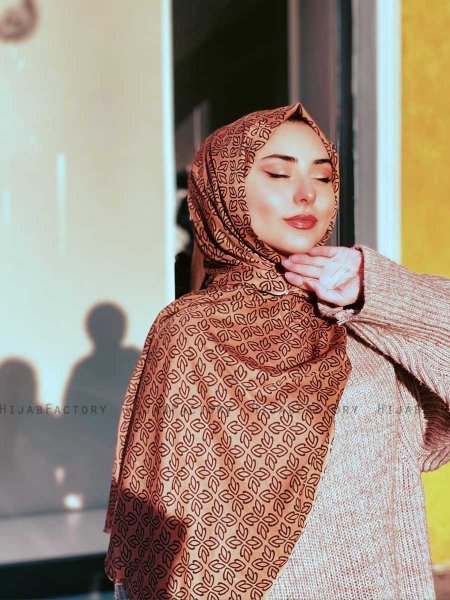 Wahida - Cinnamon Patterned Cotton Hijab - Mirach