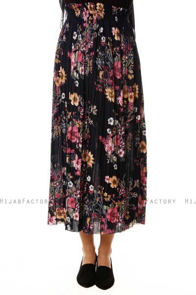 Yamina - Floral Navy Blue Skirt - Burun