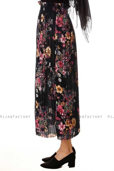 Yamina - Floral Navy Blue Skirt - Burun