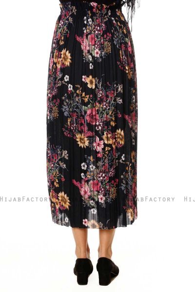 Yamina - Floral Navy Blue Skirt - Burun