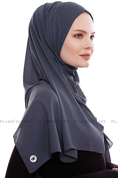 Yara - Anthracite Practical One Piece Crepe Hijab