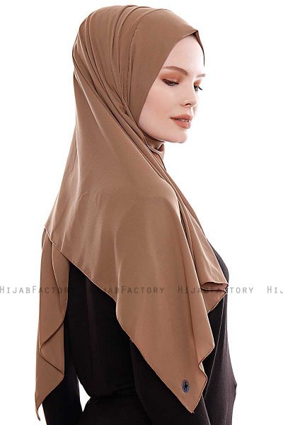 Yara - Brown Practical One Piece Crepe Hijab