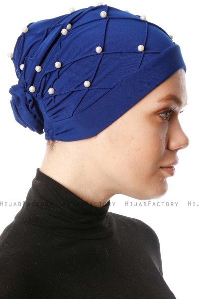 Yaren - Blue Crepe Chiffon Turban - Sehr-i Sal