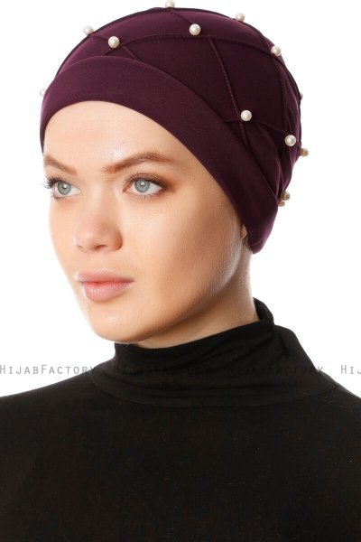 Yaren - Purple Crepe Chiffon Turban - Sehr-i Sal