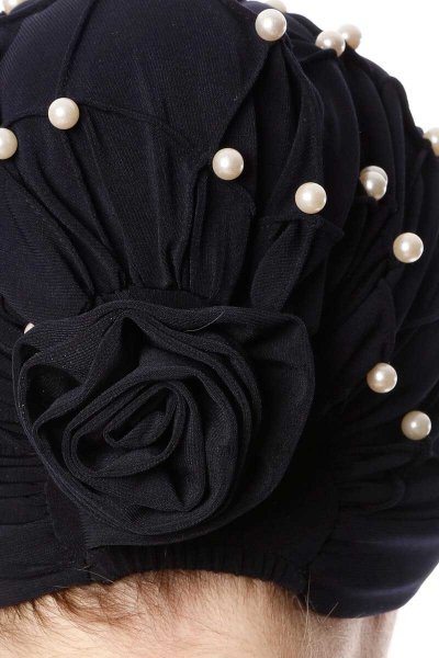 Yaren - Navy Blue Crepe Chiffon Turban - Sehr-i Sal
