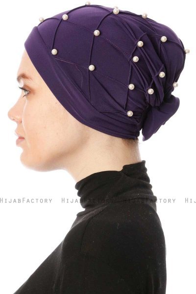 Yaren - Dark Purple Crepe Chiffon Turban - Sehr-i Sal