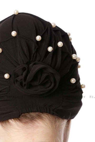 Yaren - Black Crepe Chiffon Turban - Sehr-i Sal