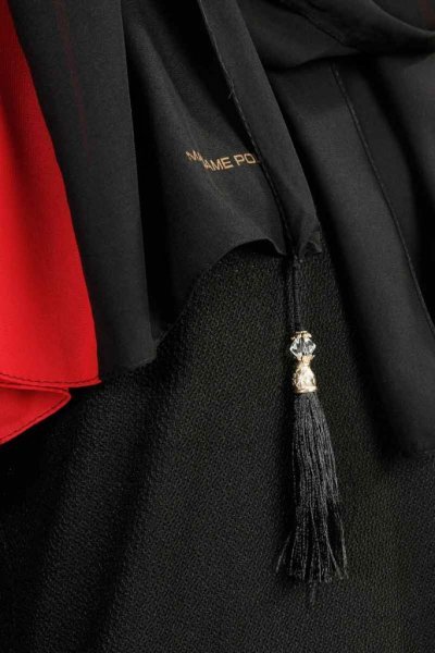 Yelda Svart & Bordeaux Chiffon Hijab Sjal Madame Polo 130033-5
