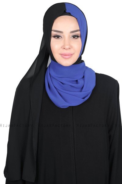 Ylva - Blue & Black Practical Chiffon Hijab