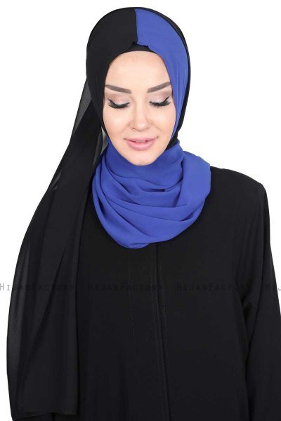Ylva - Blue & Black Practical Chiffon Hijab